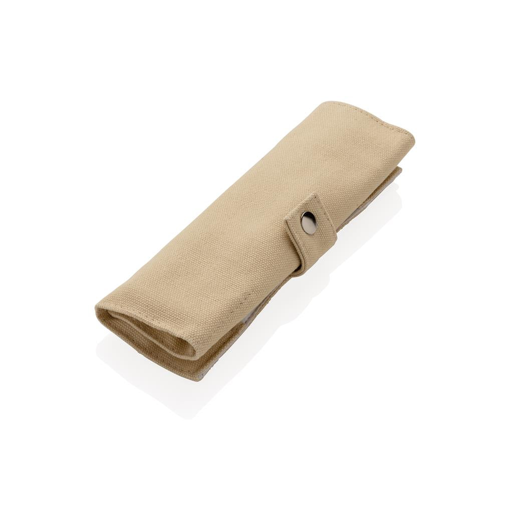 Set Juego Sostenible de Cubiertos Reutilizables de Bambú con Bolsa de Viaje Personalizable
