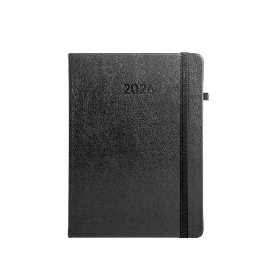 Agenda B5 en PU al agua con papel FSC™. Regalo de empresa elegante y sostenible con baja huella de CO₂.

