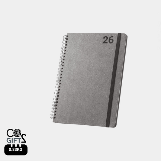 Agenda tamaño B5 con cubierta de cuero reciclado y encuadernación de anillas, regalo corporativo sostenible