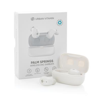 Auriculares Inalámbricos Ecológicos de Plástico Reciclado para Personalizar con Certificación RCS con Micrófono Integrado ENC sin PVC Urban Vitamin Palm Spring