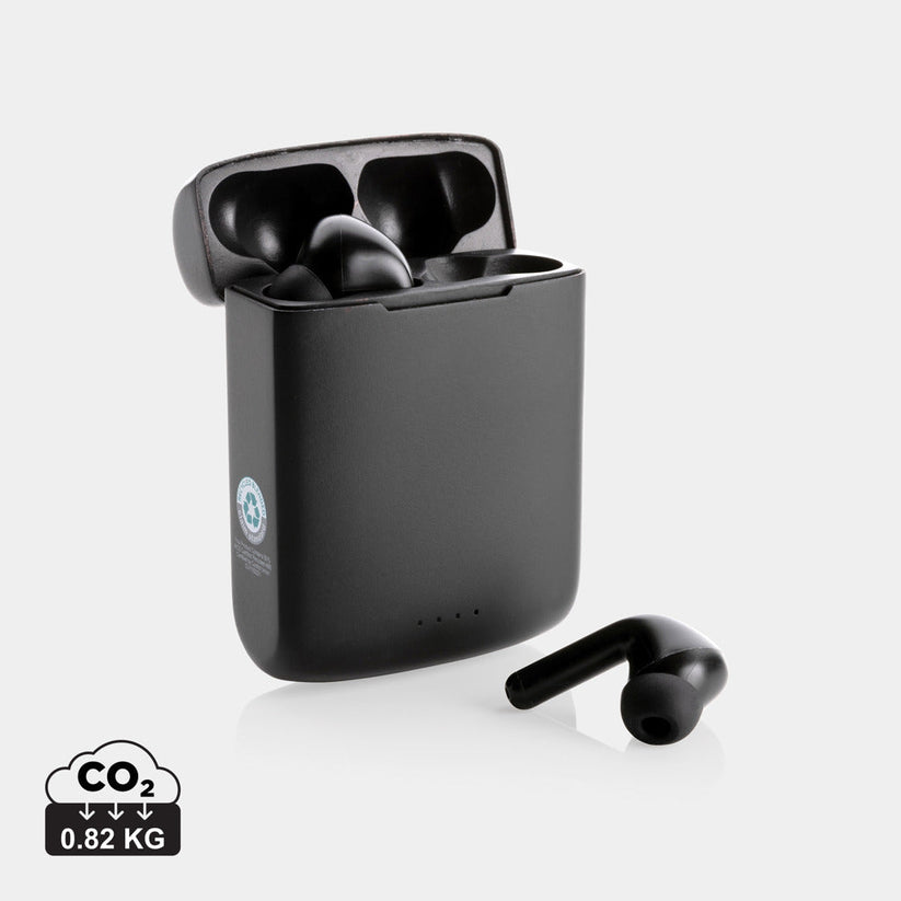 Auriculares Inalámbricos Sostenibles de Doble Carga con Panel Solar Integrado En Carcasa de ABS Reciclado para Personalizar con Certificado RCS Skywave