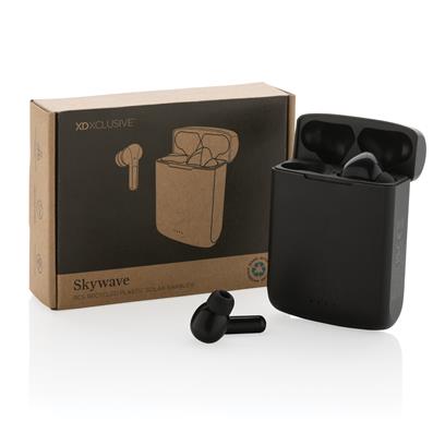 Auriculares Inalámbricos Sostenibles de Doble Carga con Panel Solar Integrado En Carcasa de ABS Reciclado para Personalizar con Certificado RCS Skywave