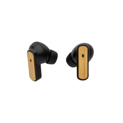 Auriculares TWS Ecológicos de ABS Reciclado y Bambú con Certificado RCS y FSC® para Personalizar con Pick Up y Micrófono