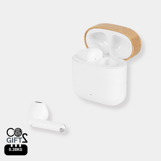 Auriculares de bambú y ABS reciclado, regalo corporativo ecológico