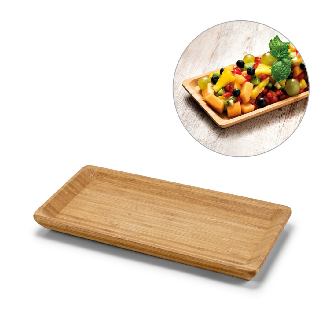 Bandeja de bambú natural en caja de regalo de papel kraft – Regalo corporativo sostenibleb