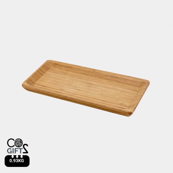 Bandeja de bambú natural como ejemplo de material orgánico natural en regalos corporativos