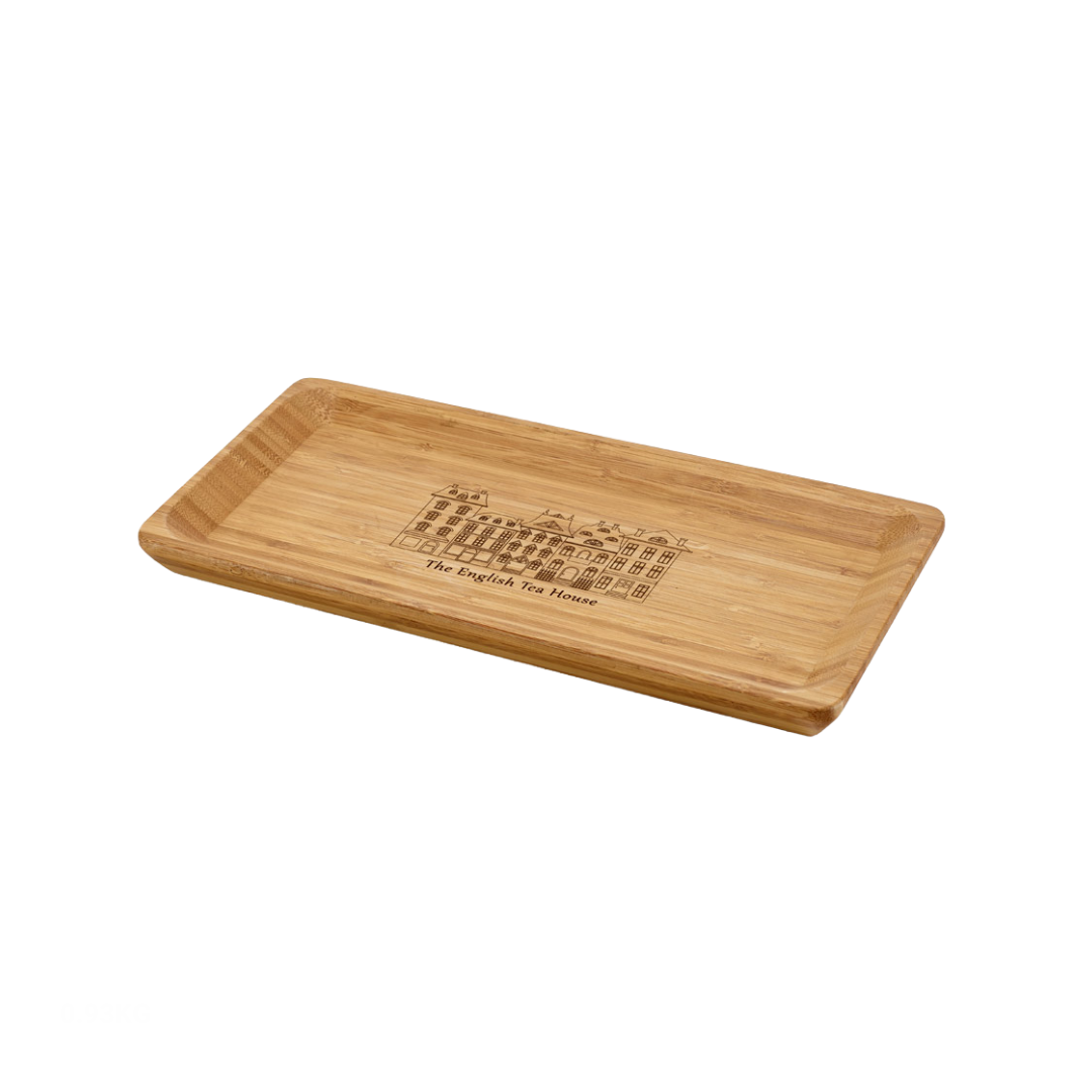Bandeja de bambú natural en caja de regalo de papel kraft – Regalo corporativo sostenible grabada con logo