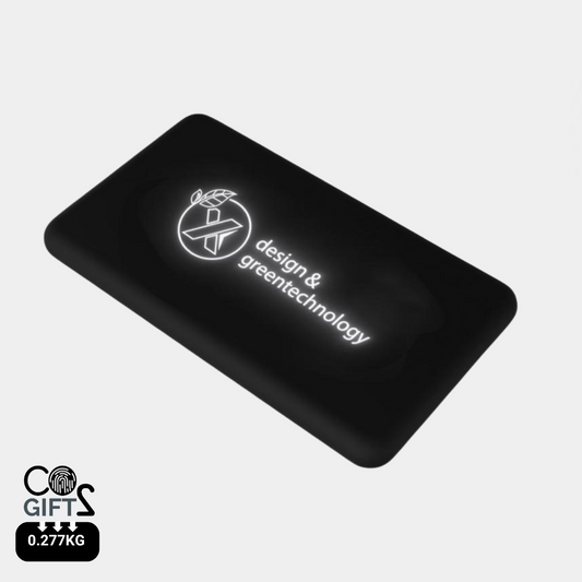 Batería Externa Sostenible de Carga Solar para Personalización Con Logo Retroiluminado SCX.design P29 light-up 5000 mAh