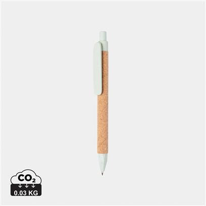 Bolígrafo Ecológico de Corcho y Detalles de Paja de Trigo en Varios Colores para Personalizar Especal Formación y Oficina