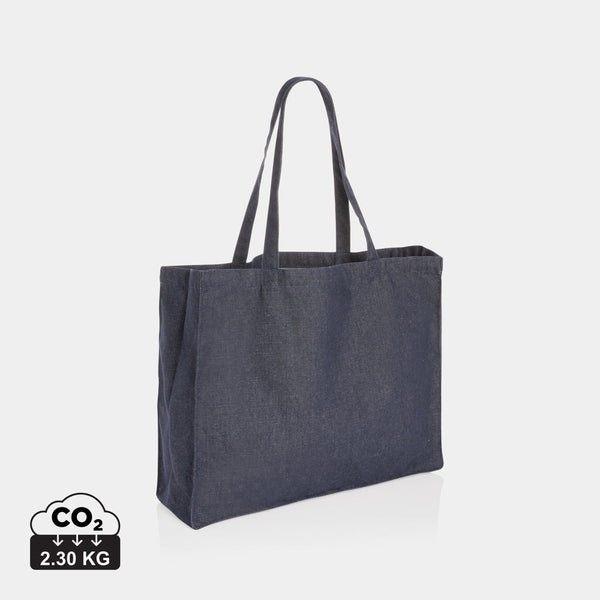 Bolsa tote ecológica denim reciclado Impact AWARE™ personalizada para merchandising ecológico y reciclado en ferias y congresos.