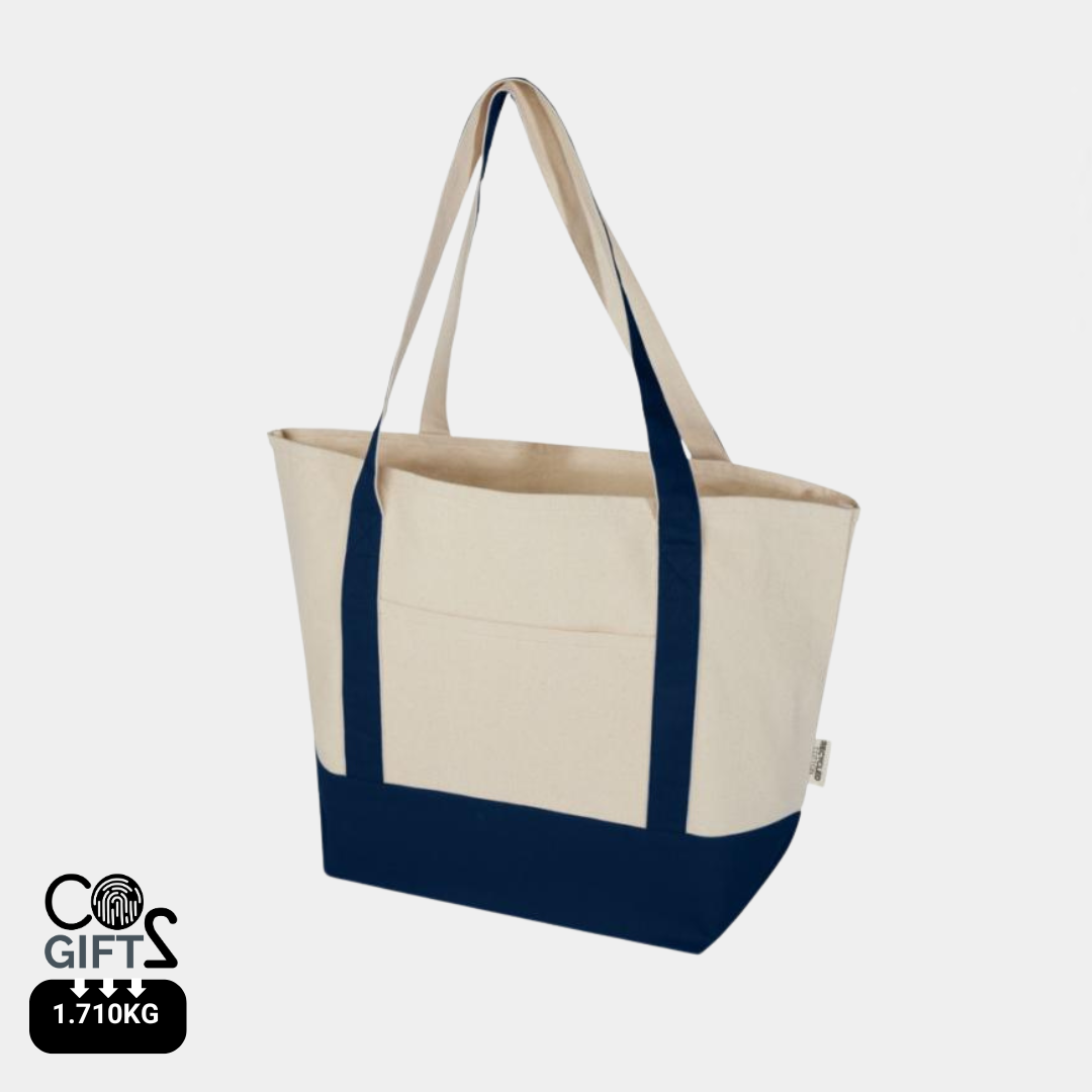 Bolsa Tote Sostenible de Algodón Reciclado con Certificado GRS de 320 g/m² Bicolor para Personalizar Especial Playa Sam