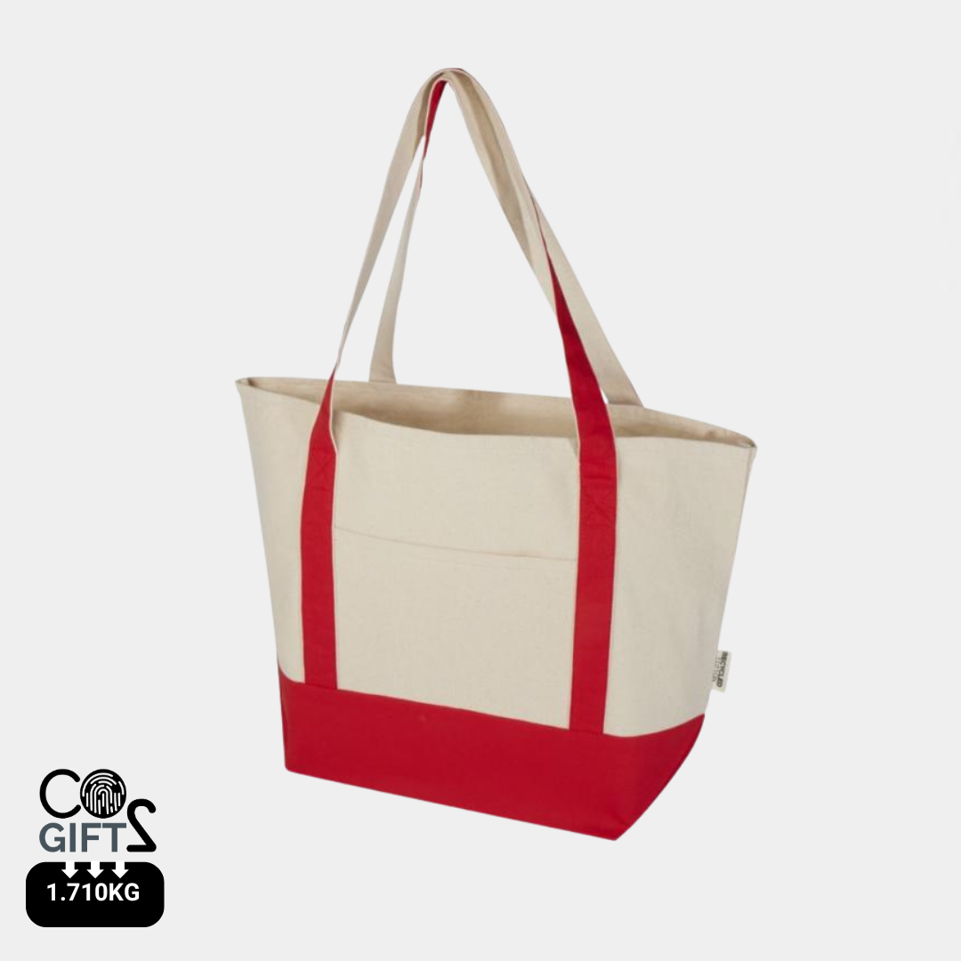 Bolsa Tote Sostenible de Algodón Reciclado con Certificado GRS de 320 g/m² Bicolor para Personalizar Especial Playa Sam