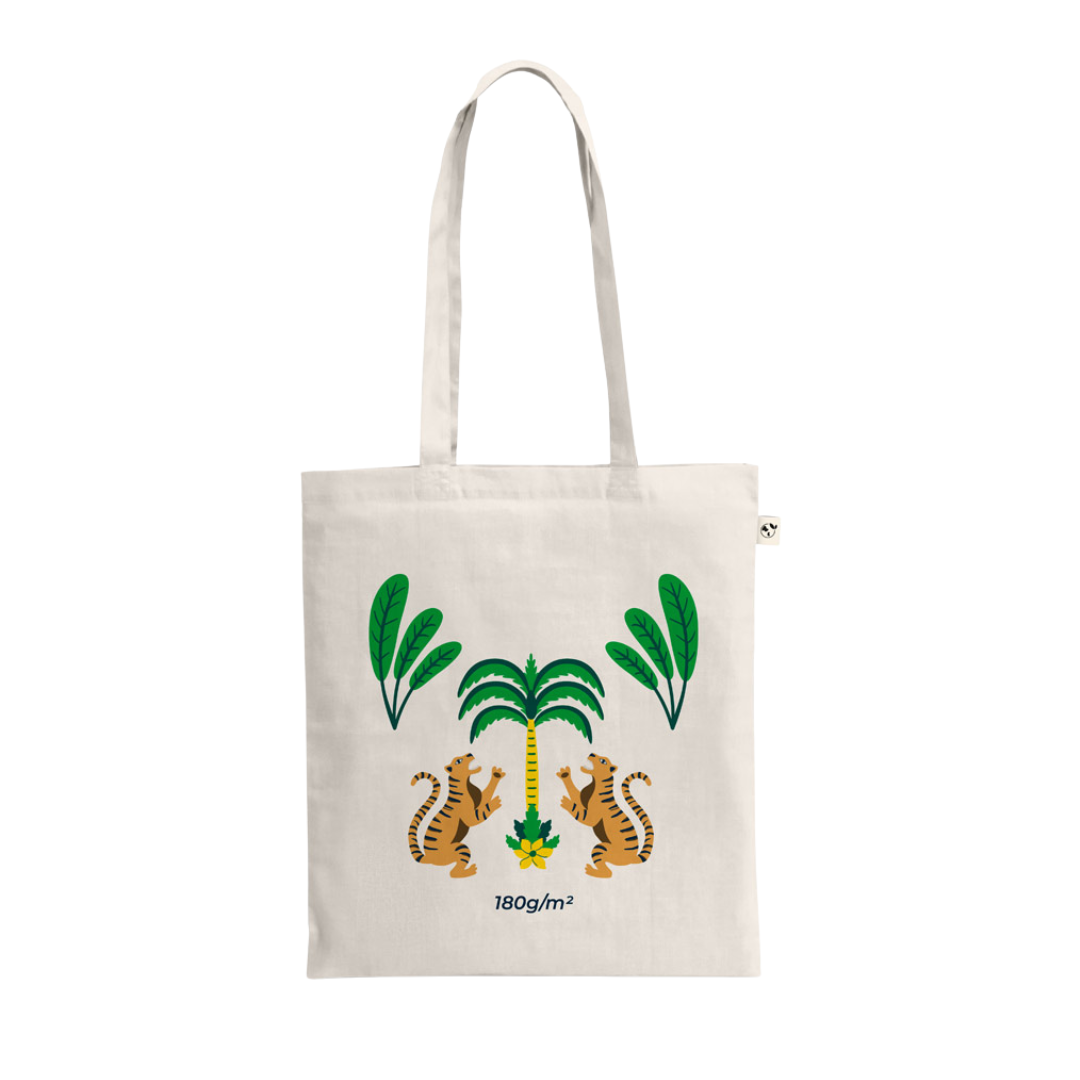 Bolsa Totebag Sostenible 100% de Algodón Reciclado Sin Teñir para Personalizar Especial Comercio Beja - 180g/m²