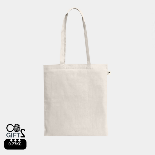 Bolsa Totebag Sostenible 100% de Algodón Reciclado Sin Teñir para Personalizar Especial Comercio Beja - 180g/m²