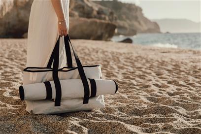 Bolsa de Playa Ecológica de Algodón Reciclado y RPET para Personalizar con Trazador AWARE™ y Contribución a ONG Valonne Vinga