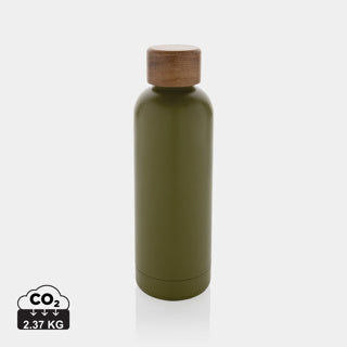 Botella Térmica Ecológica de Acero Inoxidable Reciclado de Doble Pared con Certificado RCS en Amplia Gama de Colores para Personalizar Wood - 500 ml