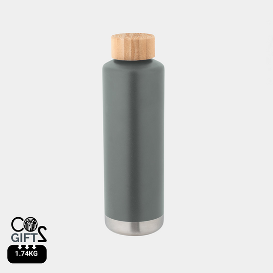 Botella Térmica Sostenible de 36% Acero Inoxidable Reciclado de Doble Pared para Personalizar con Tapa de Bambú Norre Bottle - 640ml