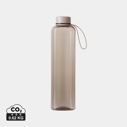 Botella de PET reciclado 85% RCS con diseño plano y asa integrada