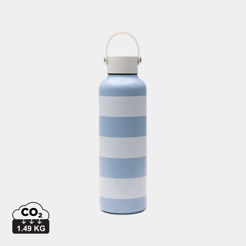 Botella térmica premium 600 ml de acero inoxidable reciclado certificado RCS con doble pared al vacío y asa de silicona azul claro