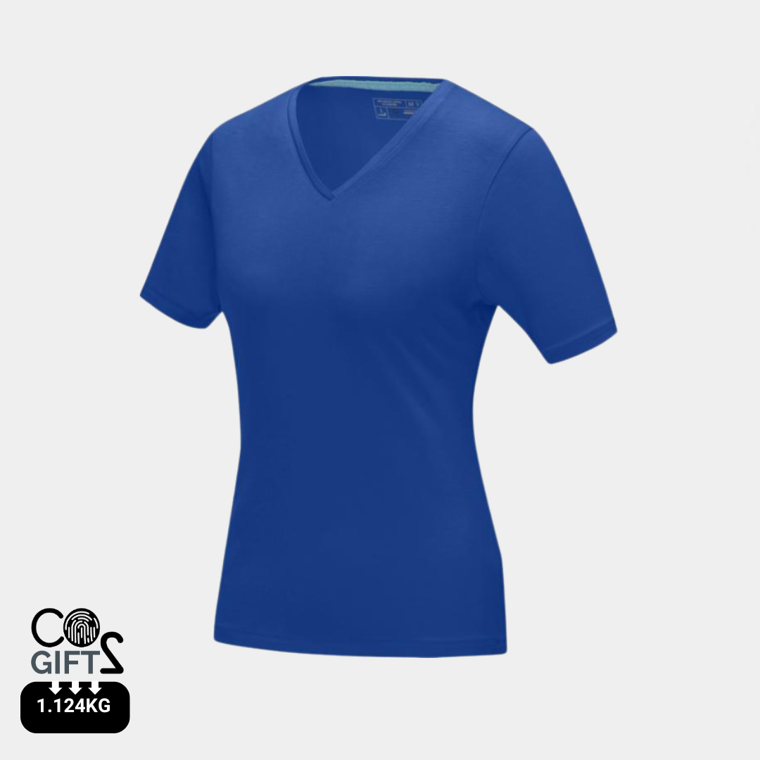 Camiseta Ecológica 95% Algodón Orgánico 200 gr/m2 con Certificado GOTS y OEKO-TEX®Personalizable Cuello Pico para Mujer "Kawartha"