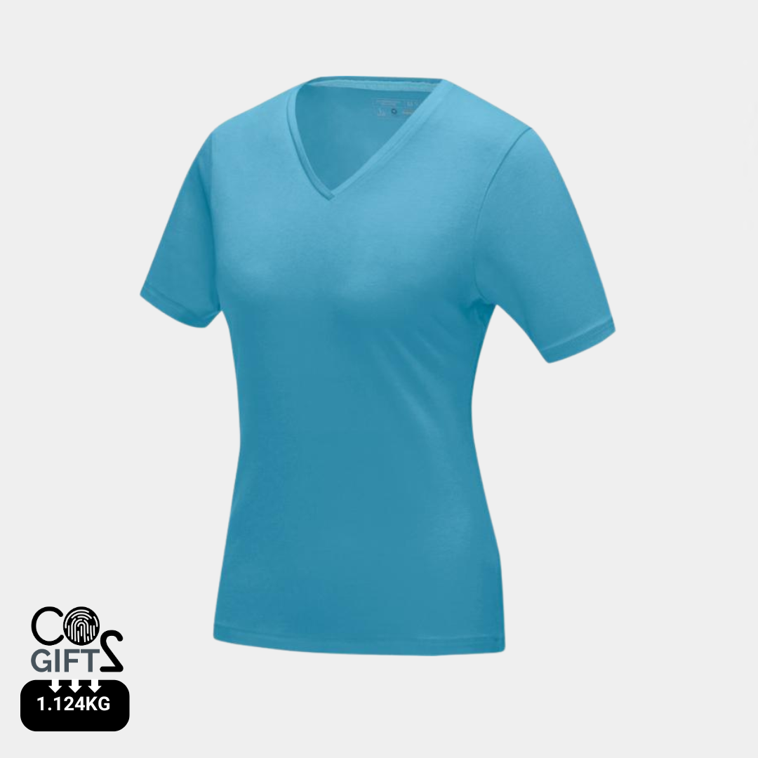 Camiseta Ecológica 95% Algodón Orgánico 200 gr/m2 con Certificado GOTS y OEKO-TEX®Personalizable Cuello Pico para Mujer "Kawartha"