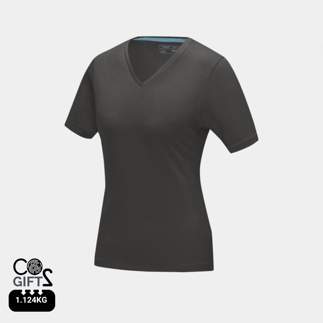 Camiseta Ecológica 95% Algodón Orgánico 200 gr/m2 con Certificado GOTS y OEKO-TEX®Personalizable Cuello Pico para Mujer "Kawartha"