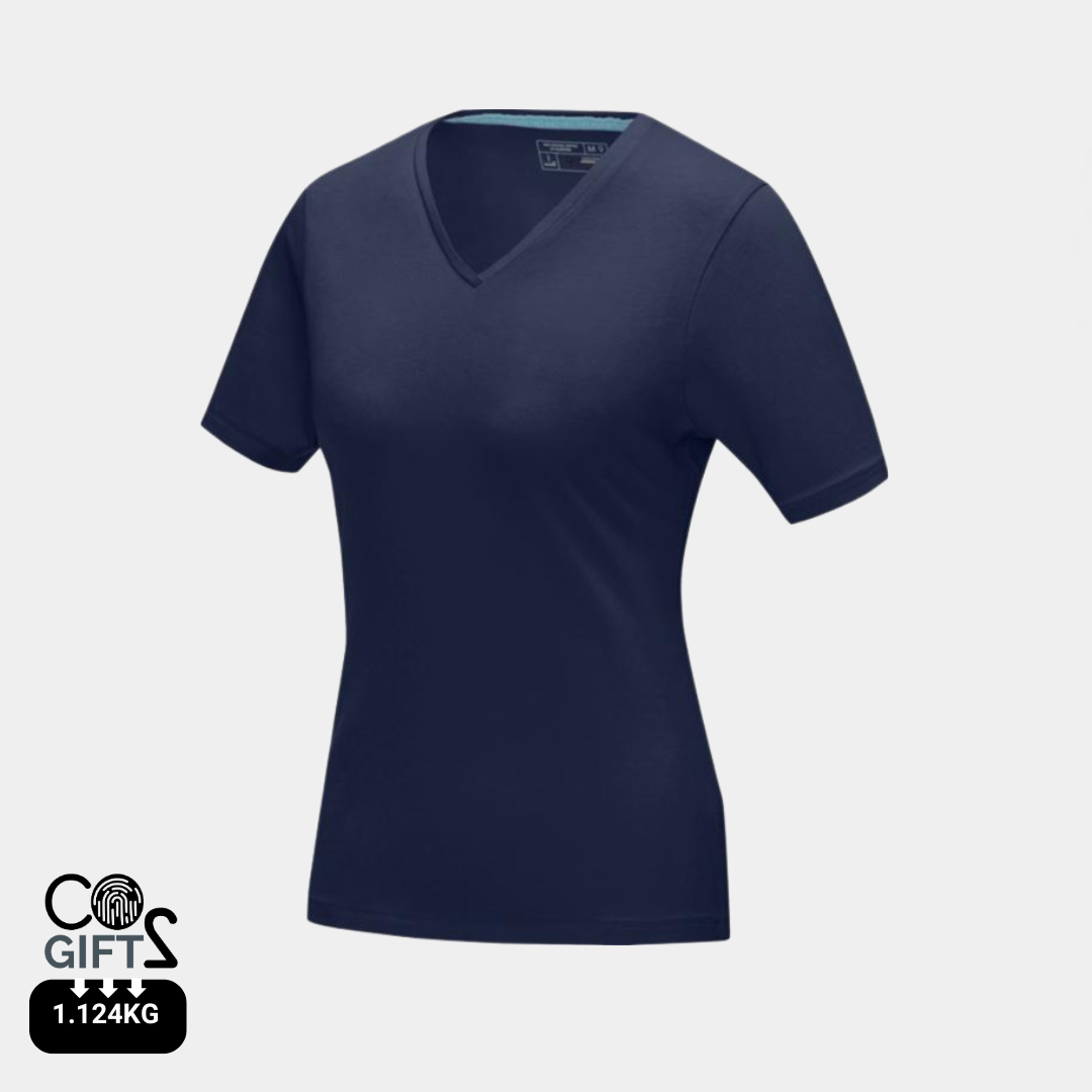 Camiseta Ecológica 95% Algodón Orgánico 200 gr/m2 con Certificado GOTS y OEKO-TEX®Personalizable Cuello Pico para Mujer "Kawartha"