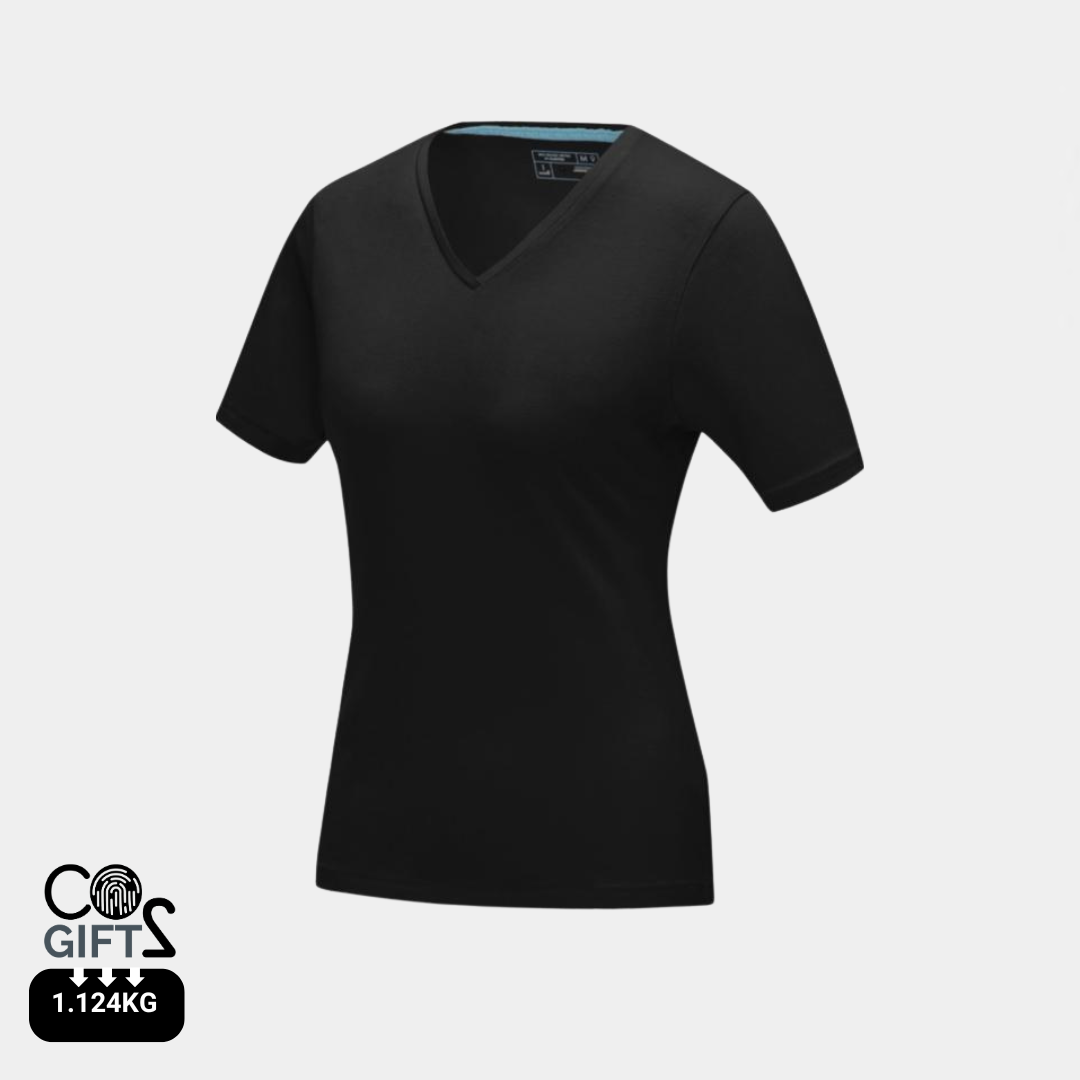 Camiseta Ecológica 95% Algodón Orgánico 200 gr/m2 con Certificado GOTS y OEKO-TEX®Personalizable Cuello Pico para Mujer "Kawartha"