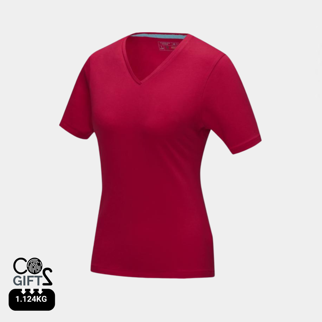 Camiseta Ecológica 95% Algodón Orgánico 200 gr/m2 con Certificado GOTS y OEKO-TEX®Personalizable Cuello Pico para Mujer "Kawartha"