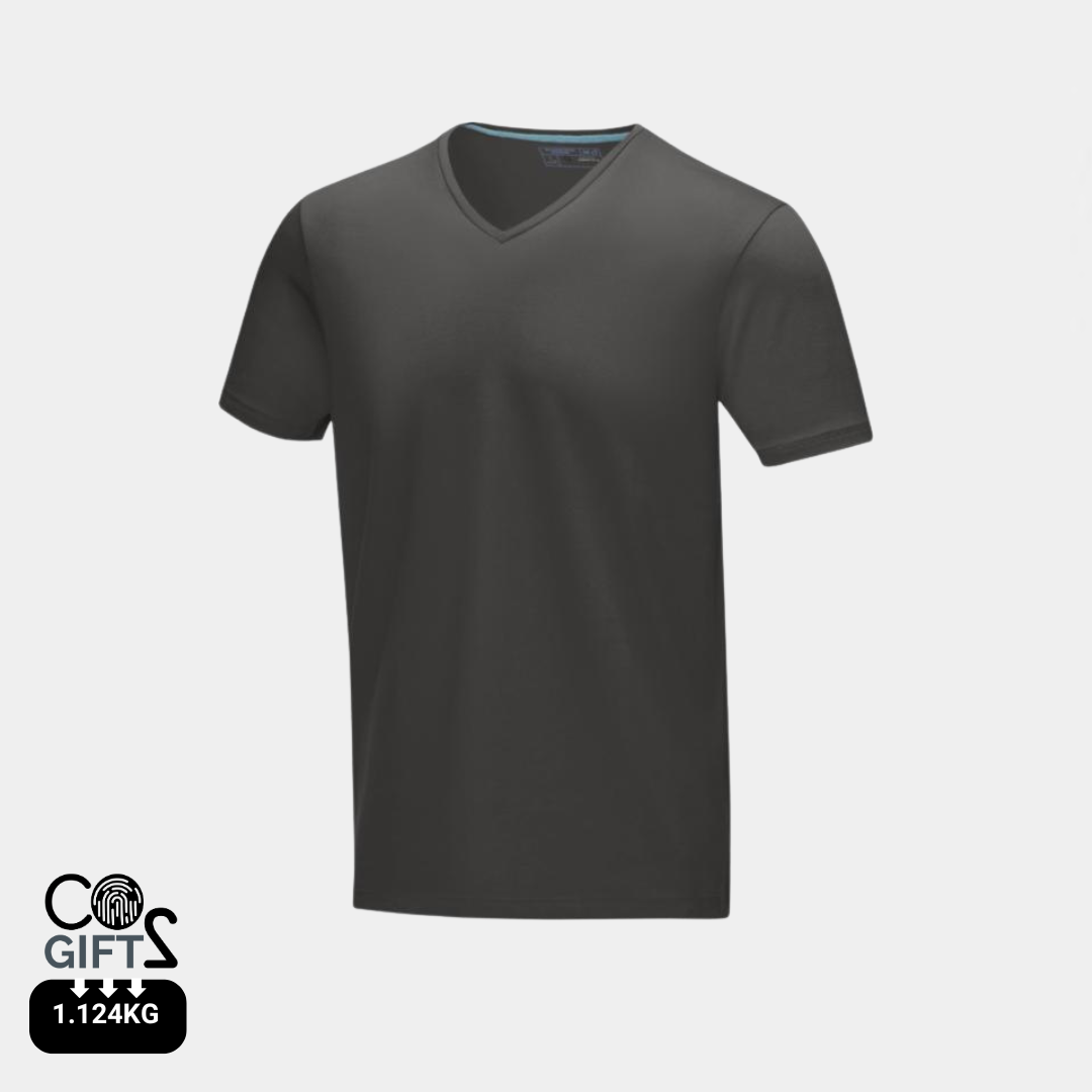 Camiseta Ecológica 95% Algodón Orgánico 200 gr/m2 con Certificado GOTS y OEKO-TEX® Personalizable con Cuello Pico para Hombre "Kawartha"