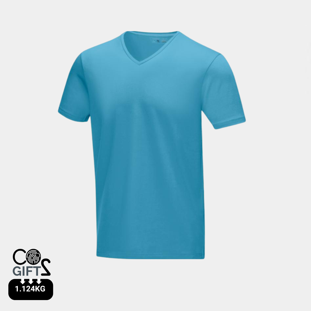 Camiseta Ecológica 95% Algodón Orgánico 200 gr/m2 con Certificado GOTS y OEKO-TEX® Personalizable con Cuello Pico para Hombre "Kawartha"