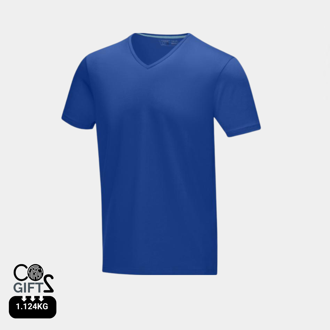 Camiseta Ecológica 95% Algodón Orgánico 200 gr/m2 con Certificado GOTS y OEKO-TEX® Personalizable con Cuello Pico para Hombre "Kawartha"