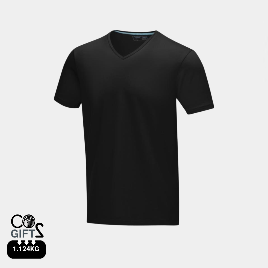 Camiseta Ecológica 95% Algodón Orgánico 200 gr/m2 con Certificado GOTS y OEKO-TEX® Personalizable con Cuello Pico para Hombre "Kawartha"