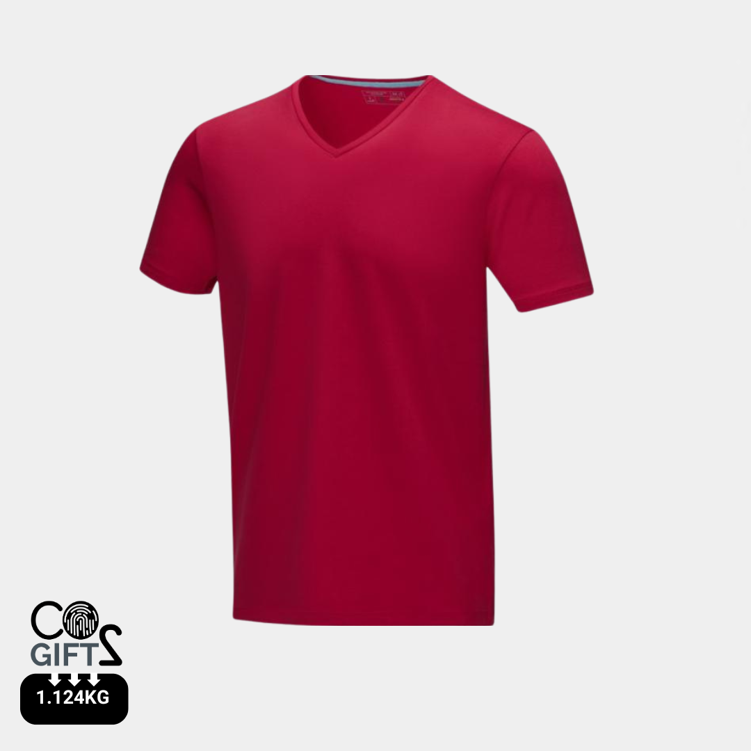 Camiseta Ecológica 95% Algodón Orgánico 200 gr/m2 con Certificado GOTS y OEKO-TEX® Personalizable con Cuello Pico para Hombre "Kawartha"