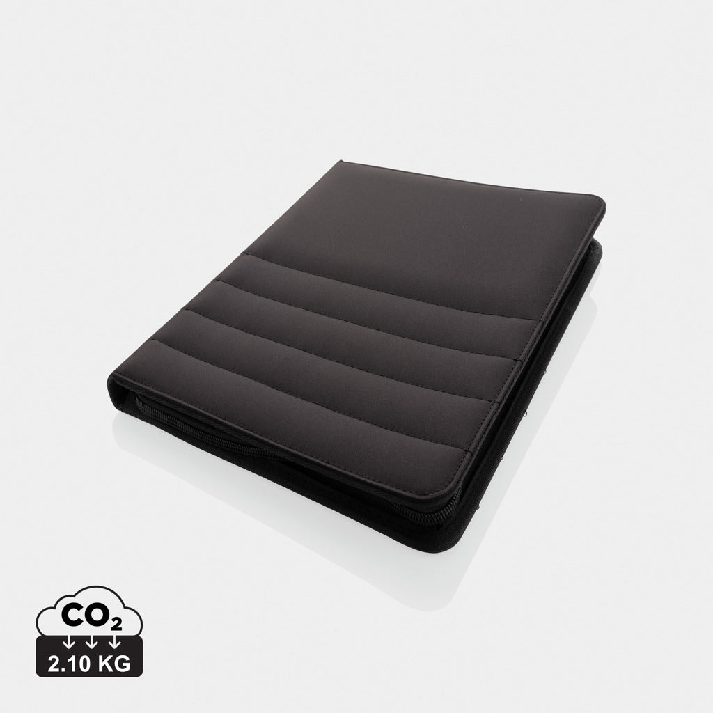 Carpeta Ecológica en rPET con Cremallera, Bolsillos, Tarjeteros con Bloc de Notas de Papel Reciclado Impact AWARE ™ RPET A4