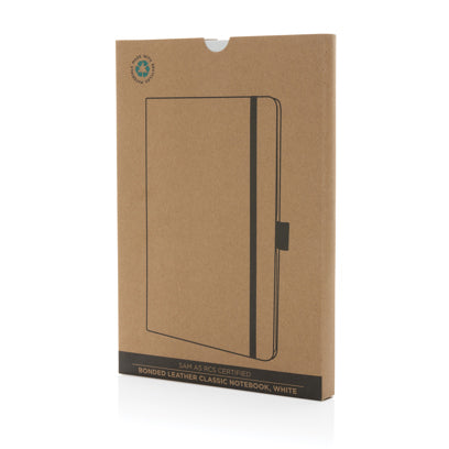 Cuaderno Ecológico con Cubierta Rígida de Piel Reciclada con Certificación RCS y Páginas de Papel Reciclado Rayadas para Personalizar Sam - A5