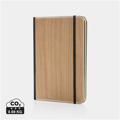 Cuaderno Sostenible de Lujo con Tapa Rígida de Madera con Certificado FSC® con Bordes Metalizados para Personalizar y Hojas Lisas Treeline- A5