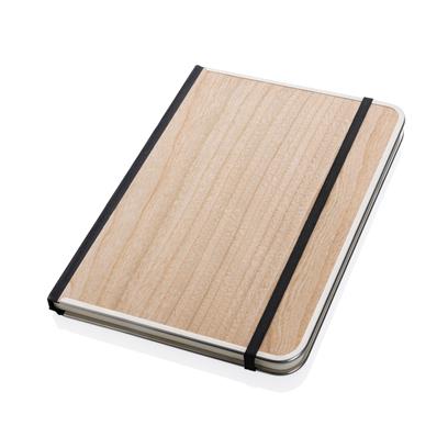 Cuaderno Sostenible de Lujo con Tapa Rígida de Madera con Certificado FSC® con Bordes Metalizados para Personalizar y Hojas Lisas Treeline- A5