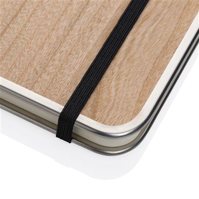 Cuaderno Sostenible de Lujo con Tapa Rígida de Madera con Certificado FSC® con Bordes Metalizados para Personalizar y Hojas Lisas Treeline- A5