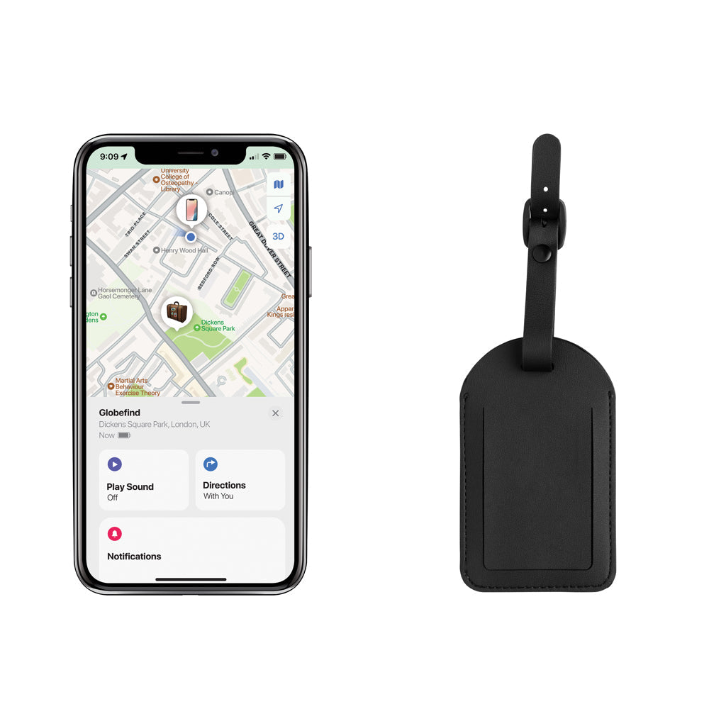 Etiqueta Identificador de Viaje Sostenible de Poliéster Reciclado con Tecnología de Localización "FindMy" para Personalizar Globetrack