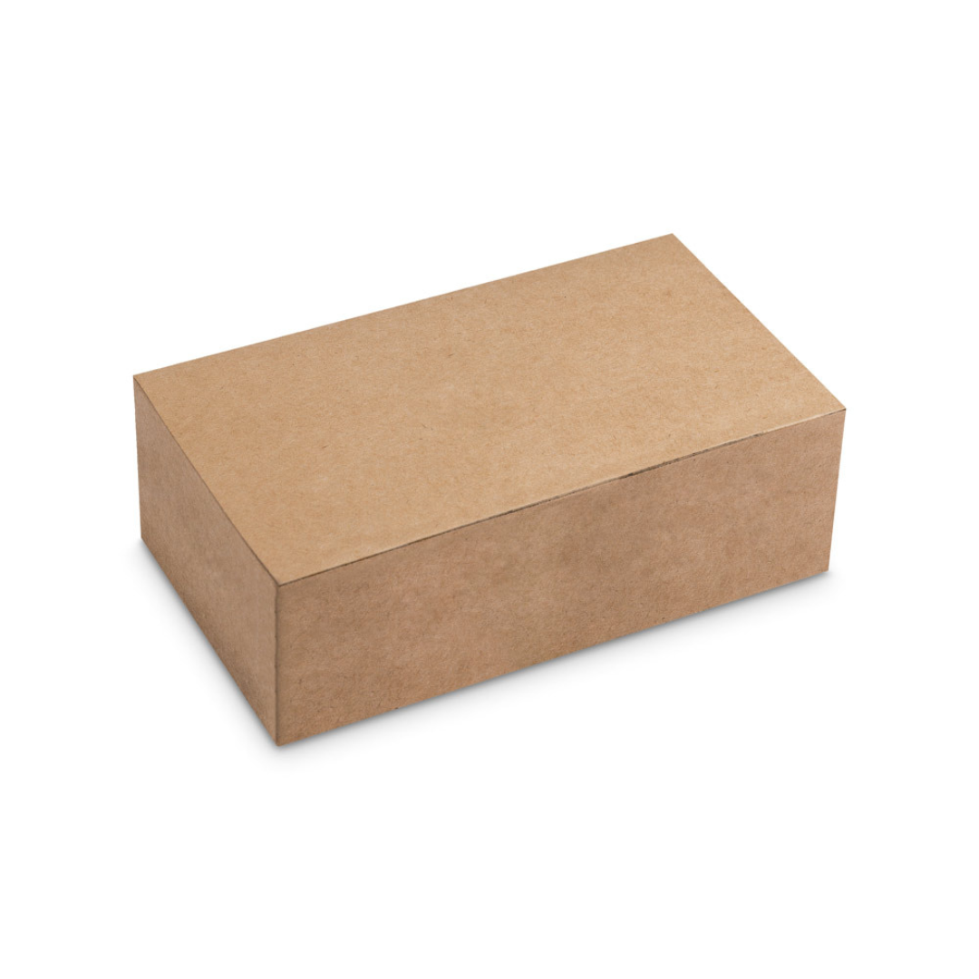 Fiambrera ecológica presentada en caja de papel kraft reciclable regalo corporativo sostenible