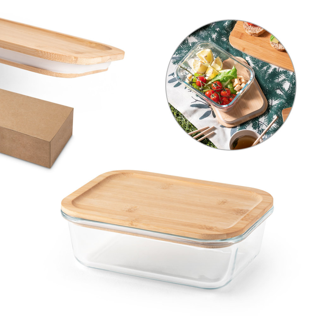 Fiambrera ecológica presentada en caja de papel kraft reciclable regalo corporativo sostenible
