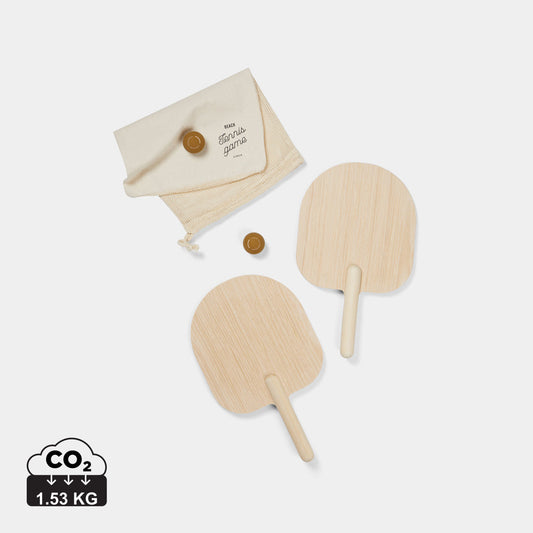 Juego de Tenis de Playa Sostenible de Madera en Bolsa de Algodón con Huella de CO2 para Personalizar Especial Playa Vinga Miro