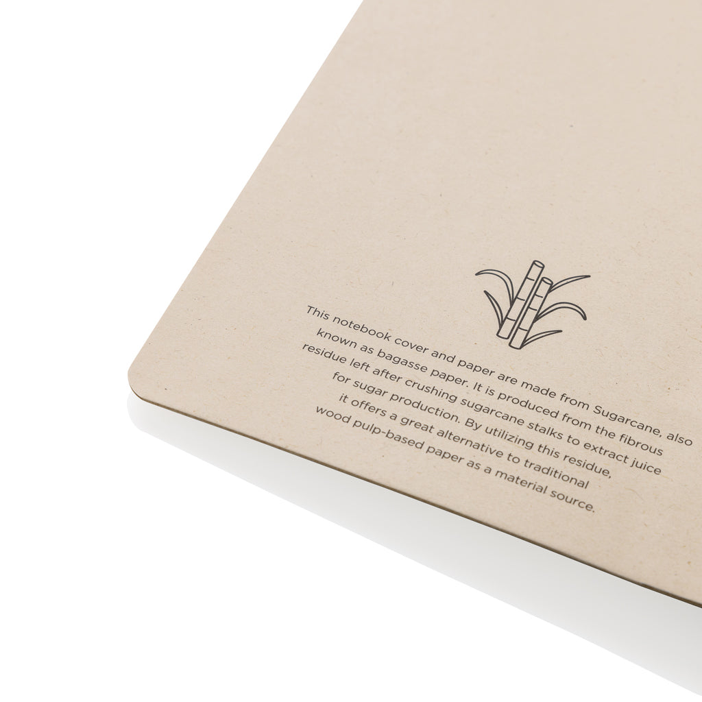 Libreta Sostenible con Tapa Blanda y Páginas de Papel de Caña de Azucar en Varios Colores con Distintivo ECO para Personalizar Stylo A5