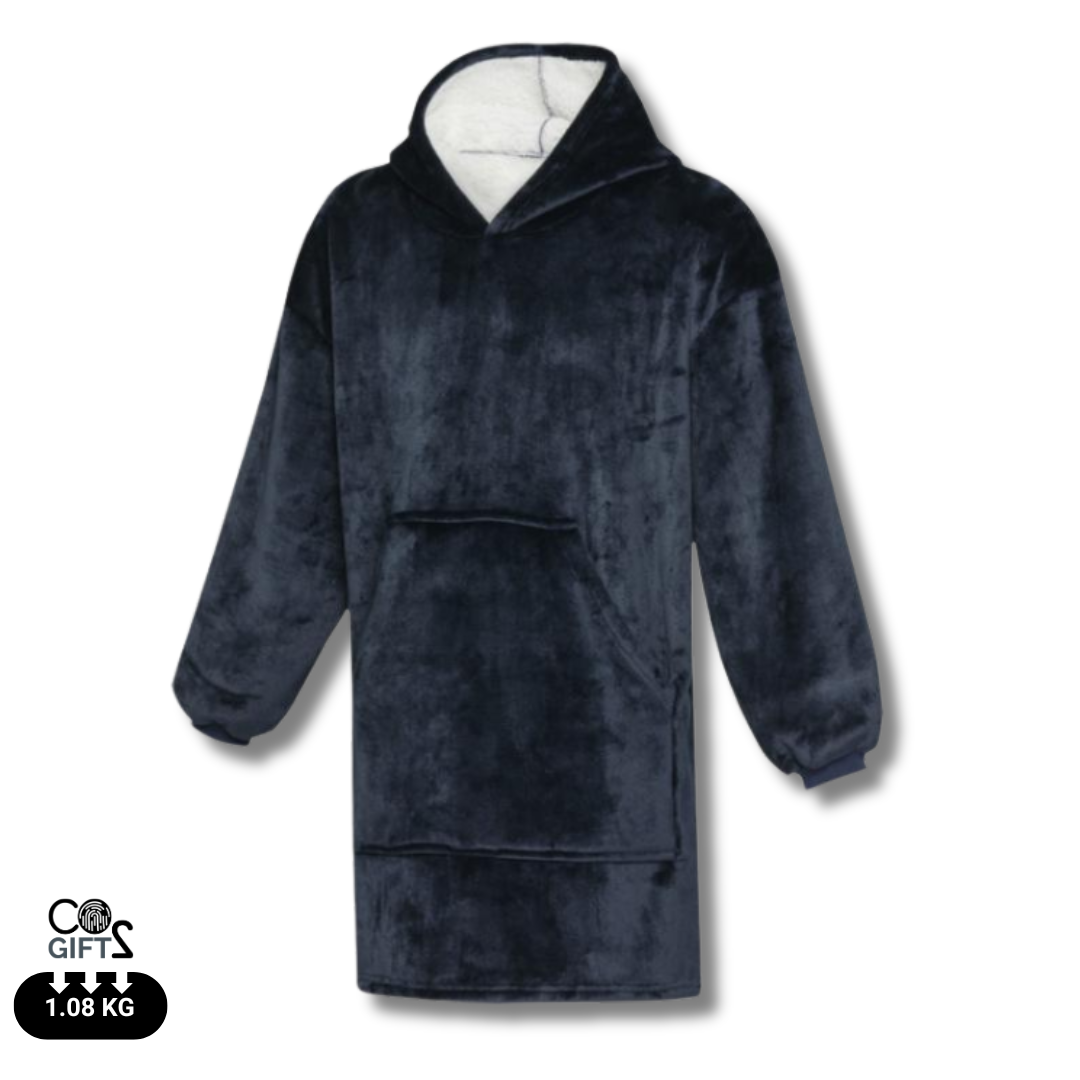 Manta con Capucha Sostenible de Franela 100% Poliéster RPET con Certificado GRS y OEKO- TEX® para Personalizar Especial Invierno Danali
