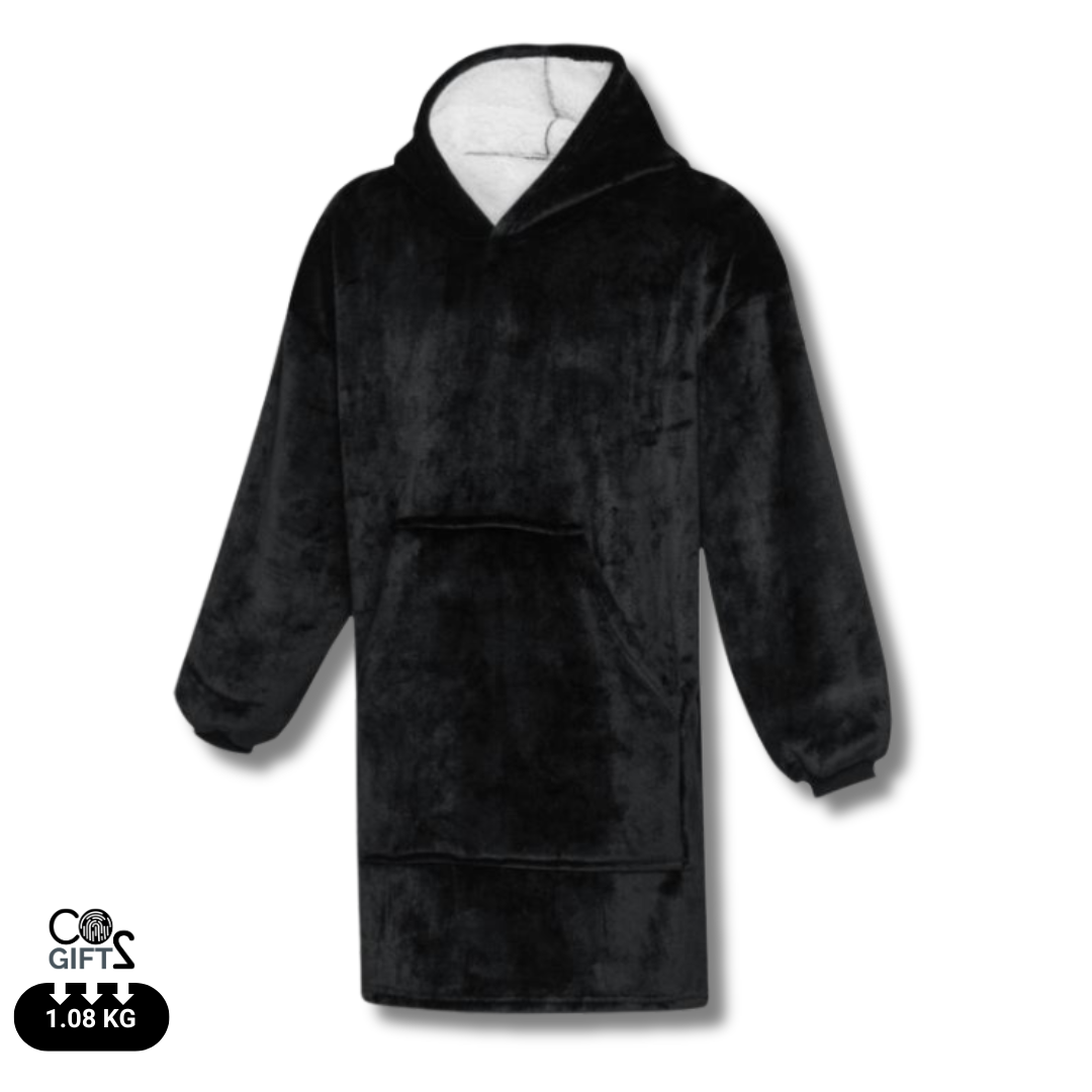 Manta con Capucha Sostenible de Franela 100% Poliéster RPET con Certificado GRS y OEKO- TEX® para Personalizar Especial Invierno Danali