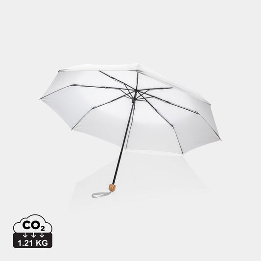 Mini Paraguas Plegable Ecológico  rPET Reciclado 190T para Personalizar y Mango de Bambú 20.5" Impact con Trazador AWARE ™