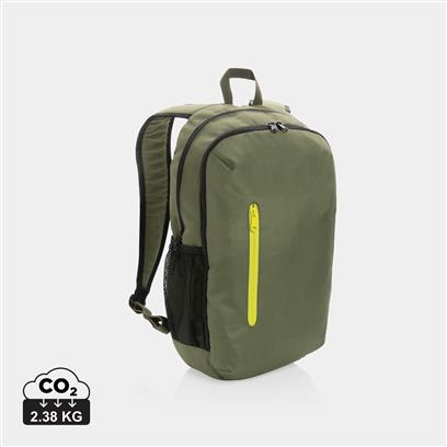 Mochila Casual Ecológica de rPET 300D Reciclado para Personalizar con Dos Compartimentos Impact AWARE ™ y Contribución a ONG Waterorg en Vivos Colores