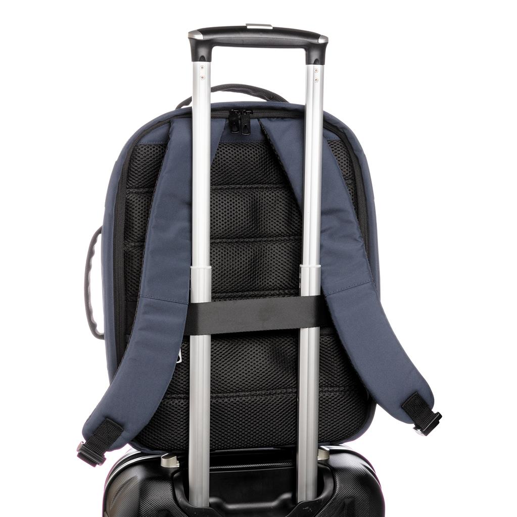 Mochila Ecológica Antirrobo de rPET Reciclado para Personalizar con Funda para Portátil 15,6" con Cintas Trolley Impact AWARE ™ sin PVC