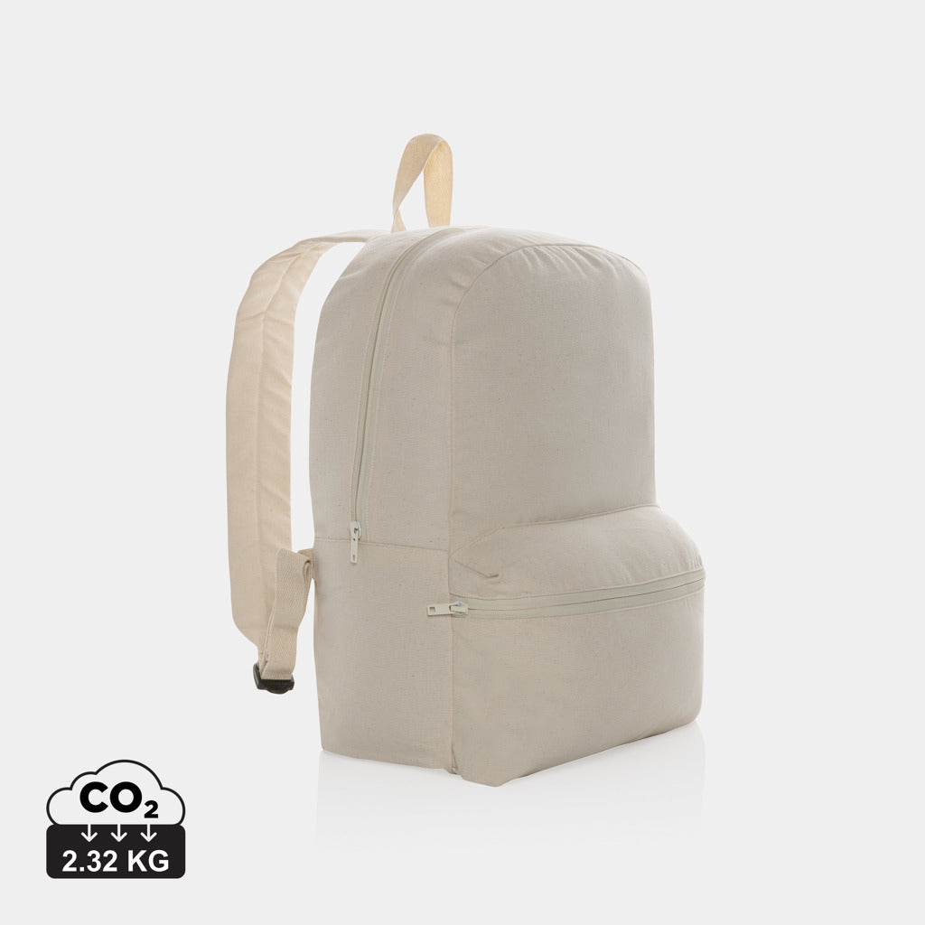 Mochila Escolar Ecológica de Lona Reciclada 285 g/m² sin Teñir para Personalizar con Doble Bolsillo de Cremallera y Trazador AWARE™ Especial Formación